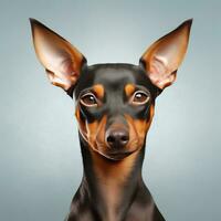 retrato do uma dinamarquês. retrato do fofa miniatura pinscher cachorro. ai generativo foto