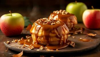 recentemente cozido maçã torta, uma doce e indulgente outono deleite gerado de ai foto