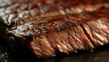 grelhado bife, fresco e suculento, cozinhou para perfeição em churrasco gerado de ai foto