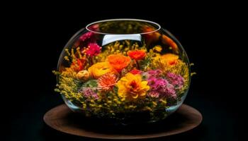 vaso do multi colori flores, natureza presente, fresco e vibrante gerado de ai foto