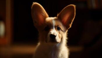 fofa cachorro sentado, olhando às Câmera, fofo pelagem, brincalhão natureza gerado de ai foto