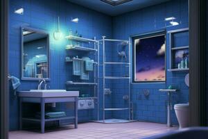 banheiro azul animê visual romance jogo. gerar ai foto