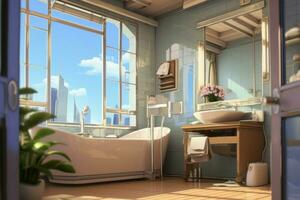 banheiro luz solar animê visual romance jogo. gerar ai foto
