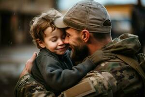militares reunião pai filho. gerar ai foto