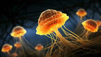 abstrato ilustração revela perturbador fungo micélio foto