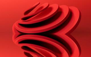 abstrato vermelho curva geometria fundo, 3d Renderização. foto