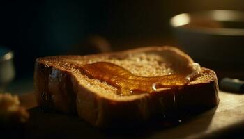 fresco caseiro sobremesa, doce pão com mel, uma saudável lanche gerado de ai foto