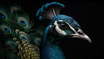 majestoso pavão monitores vibrante cores, elegância, e beleza dentro natureza gerado de ai foto