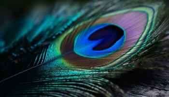 vibrante pavão rabo vitrines natureza beleza dentro multi colori elegância gerado de ai foto