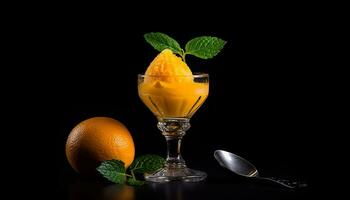 fresco citrino fruta coquetel com hortelã folha, uma refrescante verão beber gerado de ai foto