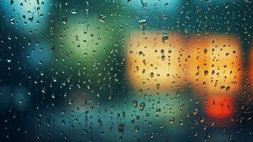 pingos de chuva em a vidro, abstrato fundo, gotas do água em a vidro foto