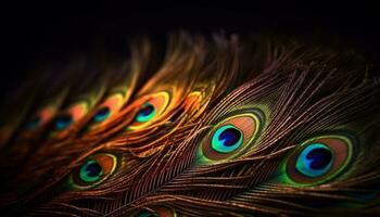 vibrante pavão penas mostruário natureza elegância e beleza dentro abstrato gerado de ai foto
