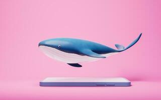 baleia e Móvel telefone, 3d Renderização. foto