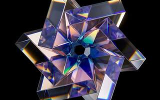 vidro geometrias com dispersão cores, 3d Renderização. foto