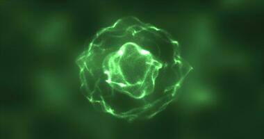 abstrato verde energia volta esfera brilhando com partícula ondas oi-tech digital Magia abstrato fundo foto
