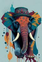 uma detalhado ilustração do uma elefante para uma camiseta projeto, papel de parede e moda foto