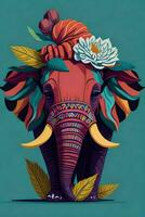 uma detalhado ilustração do uma elefante para uma camiseta projeto, papel de parede e moda foto
