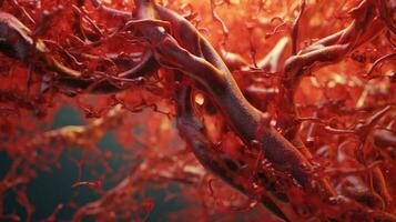 a ilustração do vermelho sangue células e veias dentro humano corpo foto
