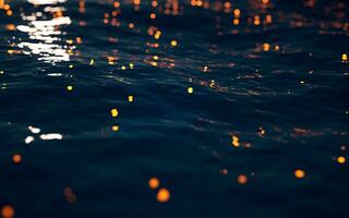 ondulado lago com brilhando partículas, 3d Renderização. foto