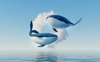 baleia com desenho animado estilo, 3d Renderização. foto