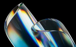 colorida curva vidro com dispersão, 3d Renderização. foto