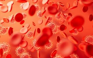 vírus e vermelho sangue células, 3d Renderização. foto