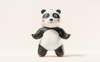 panda com desenho animado estilo, 3d Renderização. foto