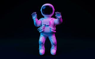 astronauta com fantástico luzes, 3d Renderização. foto