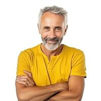 o negócio homem dentro amarelo camisa isolado foto