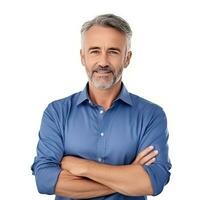 o negócio homem dentro azul camisa isolado foto