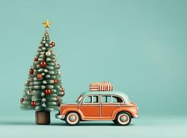 Natal carro com Natal árvore foto