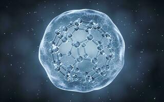 orgânico esfera com molécula dentro, 3d Renderização. foto