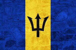 bandeira do barbados em uma texturizado fundo. conceito colagem. foto