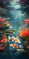 koi peixe dentro a pequeno rio papel de parede ilustração foto
