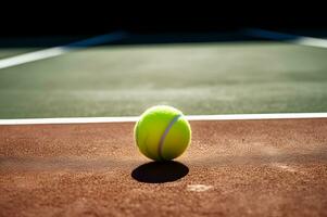 uma tênis bola em tênis arremesso foto