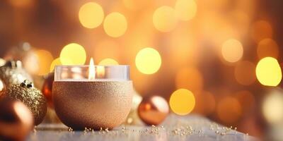 Natal decorações com velas e Natal luzes. foto