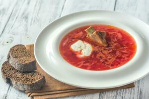 borsch - ucraniano tradicional beterraba sopa foto