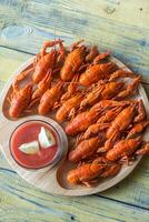 prato do fervido lagostim com molho foto
