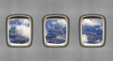 janelas de avião, conceito de voo foto