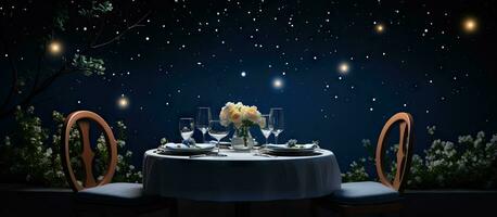 mesa e espaço decoração para você às noite foto