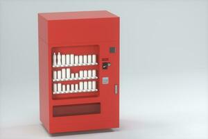 a vermelho modelo do vending máquina com branco fundo, 3d Renderização. foto