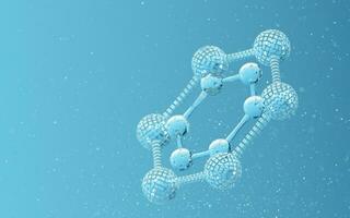 químico molécula com azul fundo, 3d Renderização. foto