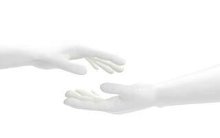 mão escultura com branco fundo, 3d Renderização. foto