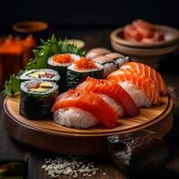realista foto do Sushi. fechar-se Comida fotografia. ai gerado