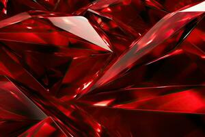 abstrato vermelho cristal fundo. 3d Renderização, 3d ilustração. abstrato fundo vermelho diamante, ai gerado foto