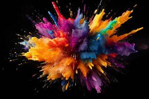 colorida pintura explosão isolado em Preto fundo. colorida abstrato fundo, abstrato colorida explosão em Preto fundo, ai gerado foto
