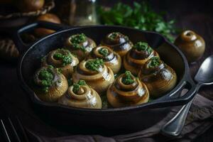 escargot borgonha cozinha. gerar ai foto