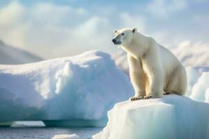 polar Urso em iceberg dentro Está natural habitat dentro a ártico círculo. ai gerado foto