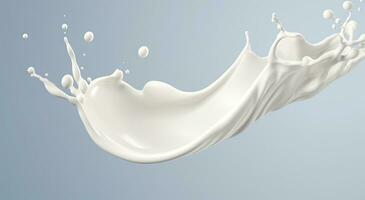 branco leite respingo isolado em fundo, líquido ou iogurte respingo, 3d ilustração. generativo ai foto
