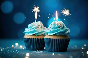 Foto de Bolo De Aniversário Azul E Laranja Moderno Com Papel Wafer  Chocolate E Macaroons Fundo Simples Copiar Espaço e mais fotos de stock de  Aniversário - iStock